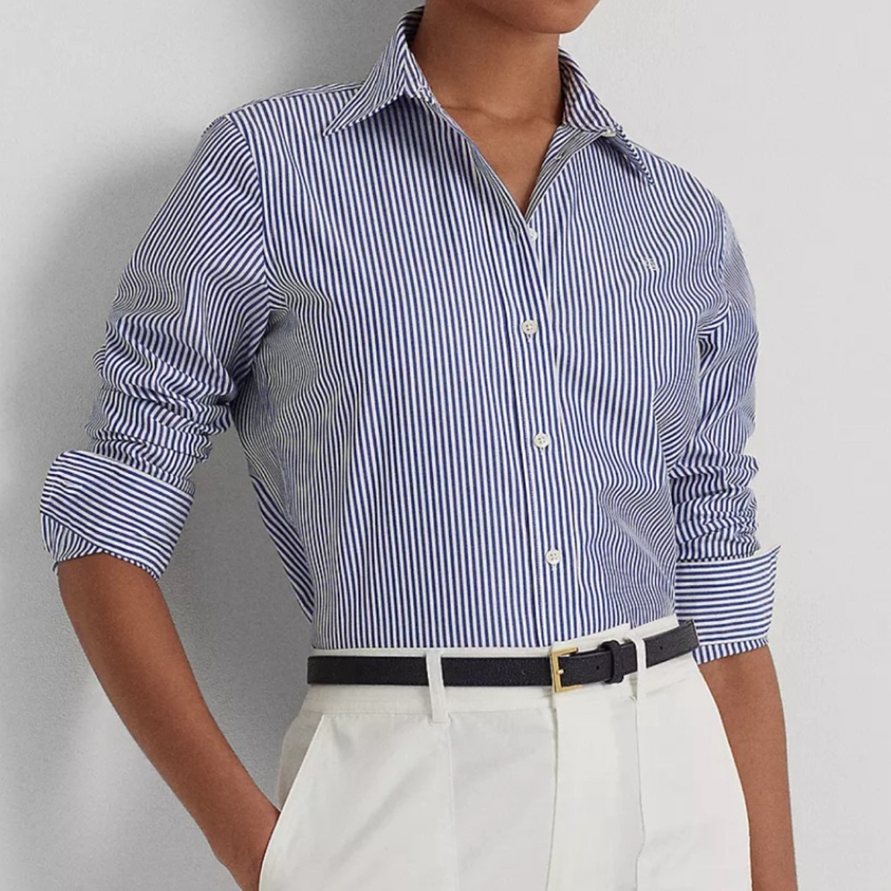 NWT Ralph Laren Striped Cotton Button Down Shirt
